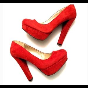 Red platform heels!